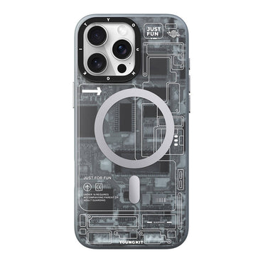 Apple iPhone 16 Pro Max Case M-safe Charging Feature Youngkit Technology Series Cover Blue 