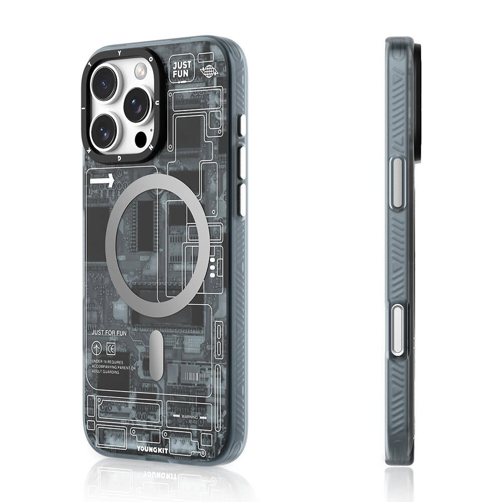 Apple iPhone 16 Pro Max Case M-safe Charging Feature Youngkit Technology Series Cover Gray 
