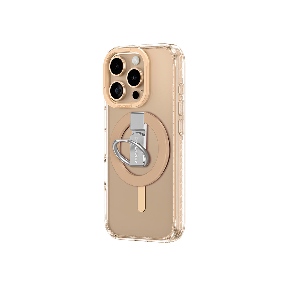 Apple iPhone 16 Pro Max Kılıf M-safe Şarj Özellikli Yüzük Standlı Amazingthing Titan Pro Serisi Kapak Gri