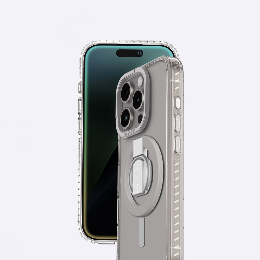 Apple iPhone 16 Pro Max Kılıf M-safe Şarj Özellikli Yüzük Standlı Amazingthing Titan Pro Serisi Kapak Rose Gold