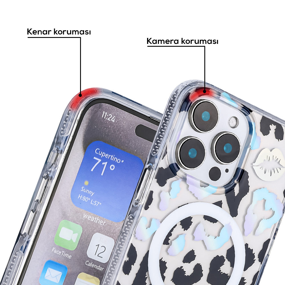 Apple iPhone 16 Pro Max Kılıf M-safe Şarj Özellikli Zore Jago Kapak Siyah-Beyaz