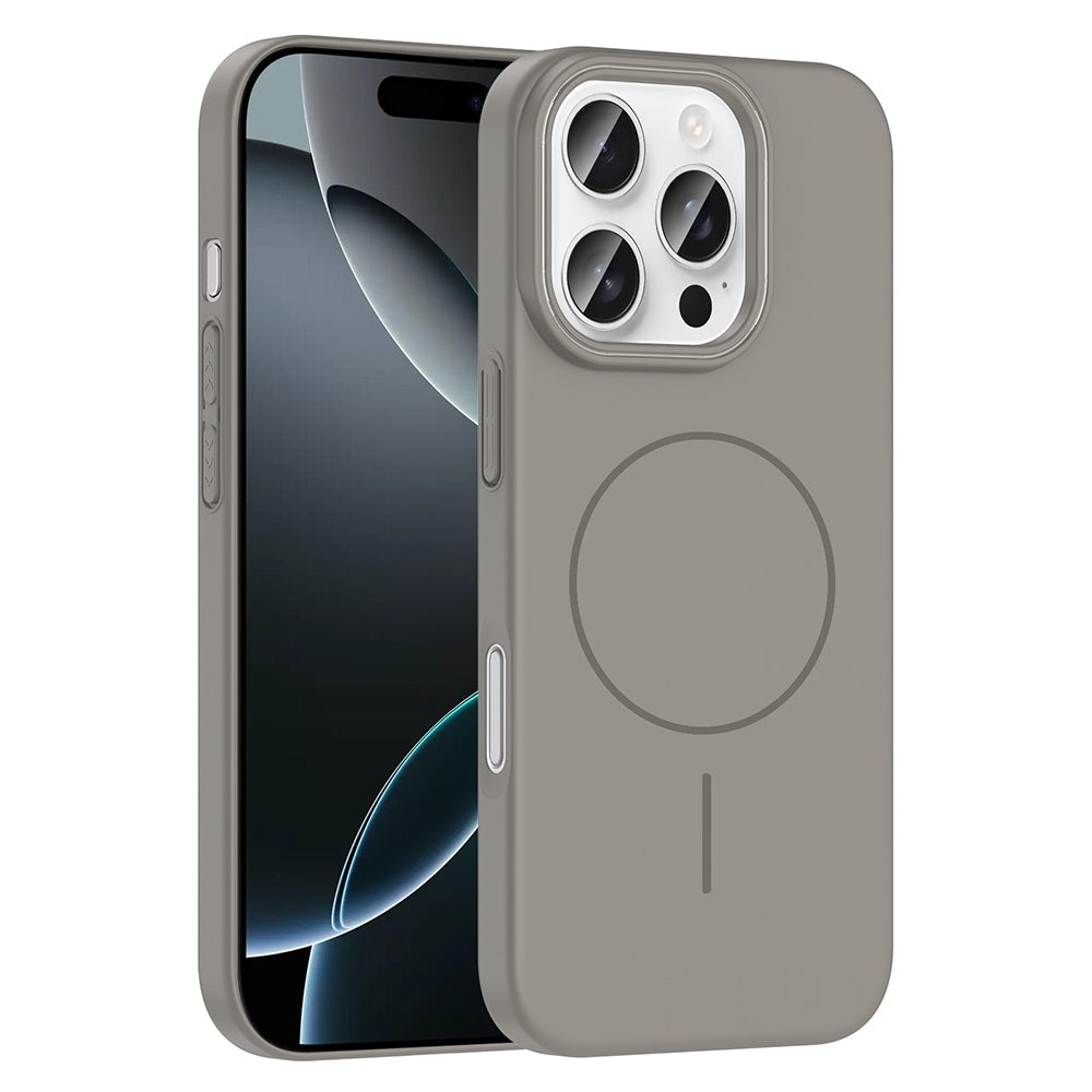 Apple iPhone 16 Pro Max Kılıf M-safe Şarj Özellikli Zore Ruby Sert Kapak Gri