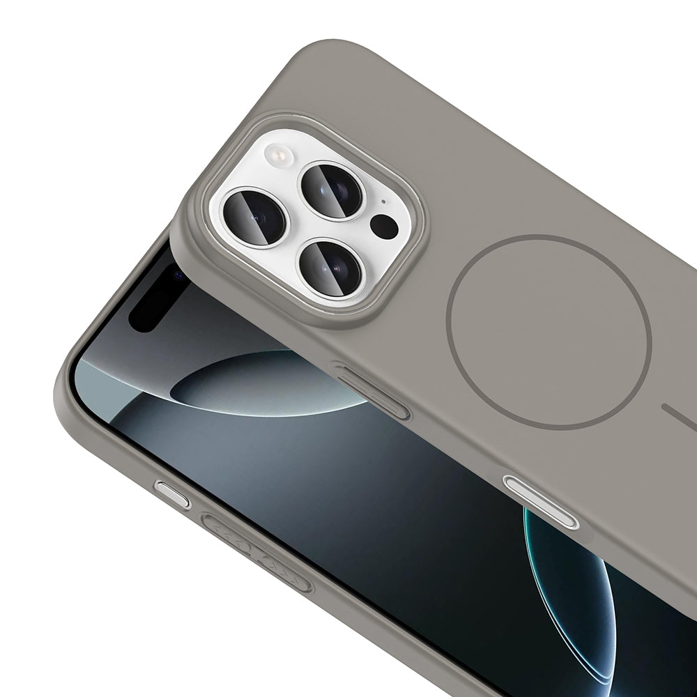 Apple iPhone 16 Pro Max Kılıf M-safe Şarj Özellikli Zore Ruby Sert Kapak Desert Titanyum