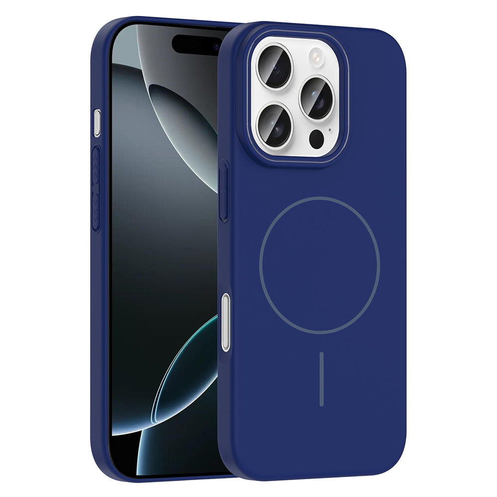 Apple iPhone 16 Pro Max Kılıf M-safe Şarj Özellikli Zore Ruby Sert Kapak Lacivert