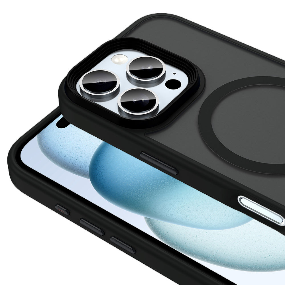 Apple iPhone 16 Pro Max Kılıf Mat Arka Yüzey Wireless Şarj Özellikli Zore Flet M-safe Kapak Pembe