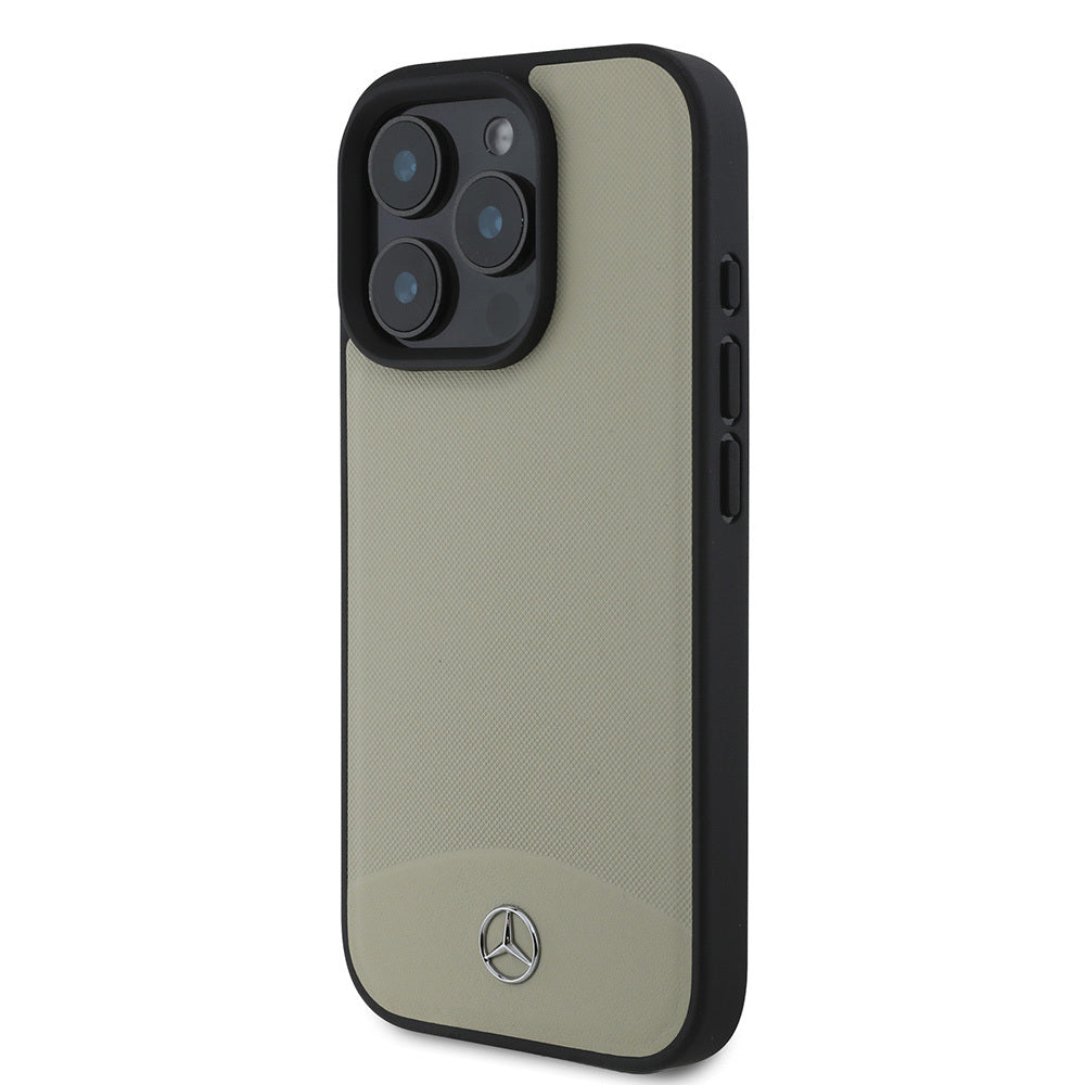 Apple iPhone 16 Pro Max Kılıf Mercedes Benz Orjinal Lisanslı M-safe Şarj Özellikli Dokulu ve Düz Deri Kapak Siyah