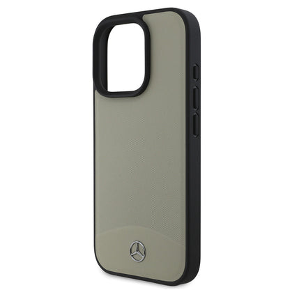 Apple iPhone 16 Pro Max Kılıf Mercedes Benz Orjinal Lisanslı M-safe Şarj Özellikli Dokulu ve Düz Deri Kapak Bej