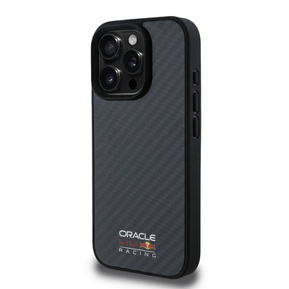 Apple iPhone 16 Pro Max Kılıf Redbull Orjinal Lisanslı M-safe Şarj Özellikli Karbon Fiber Tasarımlı Parlayan Logolu Kapak Siyah