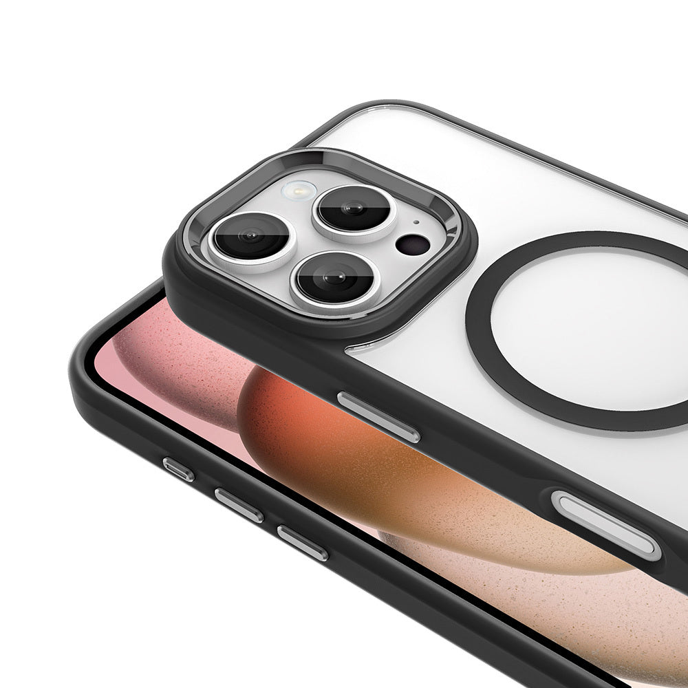 Apple iPhone 16 Pro Max Kılıf Wireless Şarj Özellikli Zore Krom M-safe Silikon Kapak Gümüş