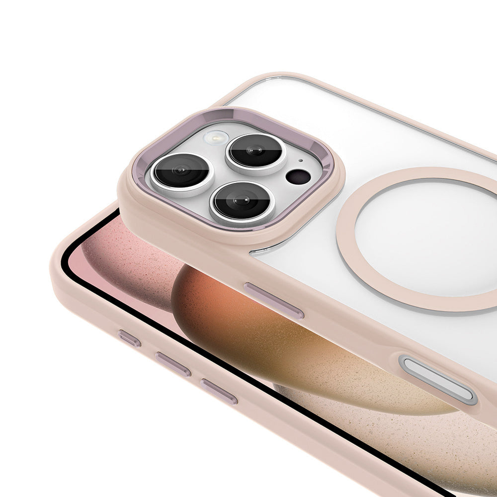 Apple iPhone 16 Pro Max Kılıf Wireless Şarj Özellikli Zore Krom M-safe Silikon Kapak Gold