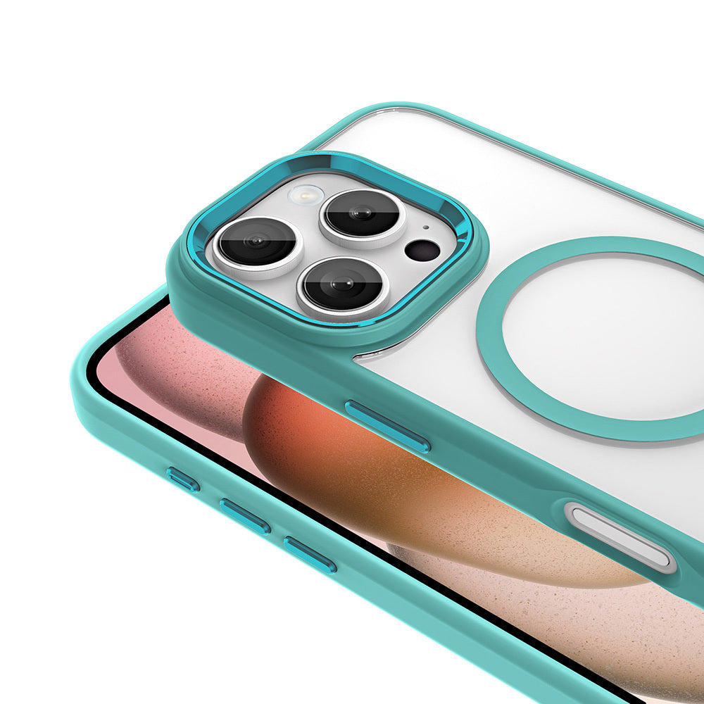 Apple iPhone 16 Pro Max Kılıf Wireless Şarj Özellikli Zore Krom M-safe Silikon Kapak Rose Gold