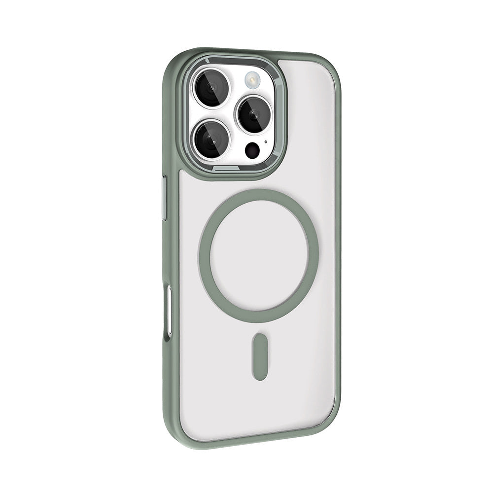 Apple iPhone 16 Pro Max Kılıf Wireless Şarj Özellikli Zore Krom M-safe Silikon Kapak Rose Gold