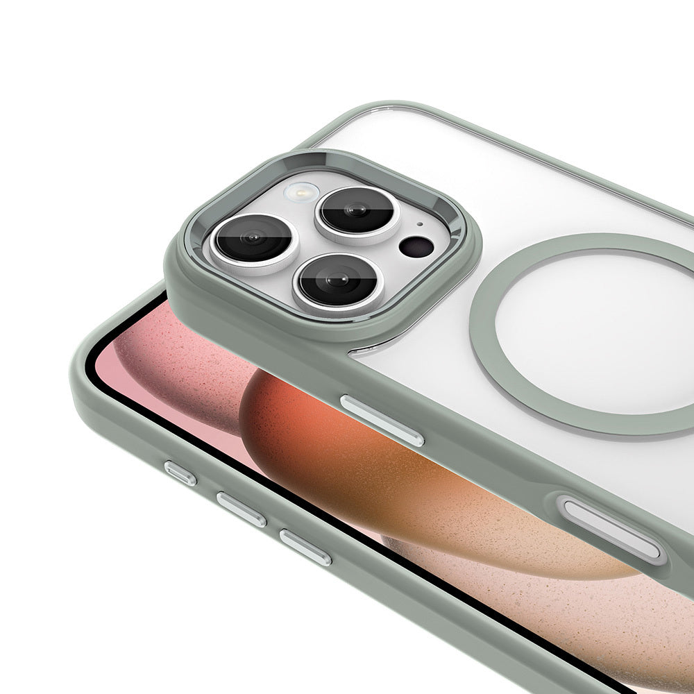 Apple iPhone 16 Pro Max Kılıf Wireless Şarj Özellikli Zore Krom M-safe Silikon Kapak Gold