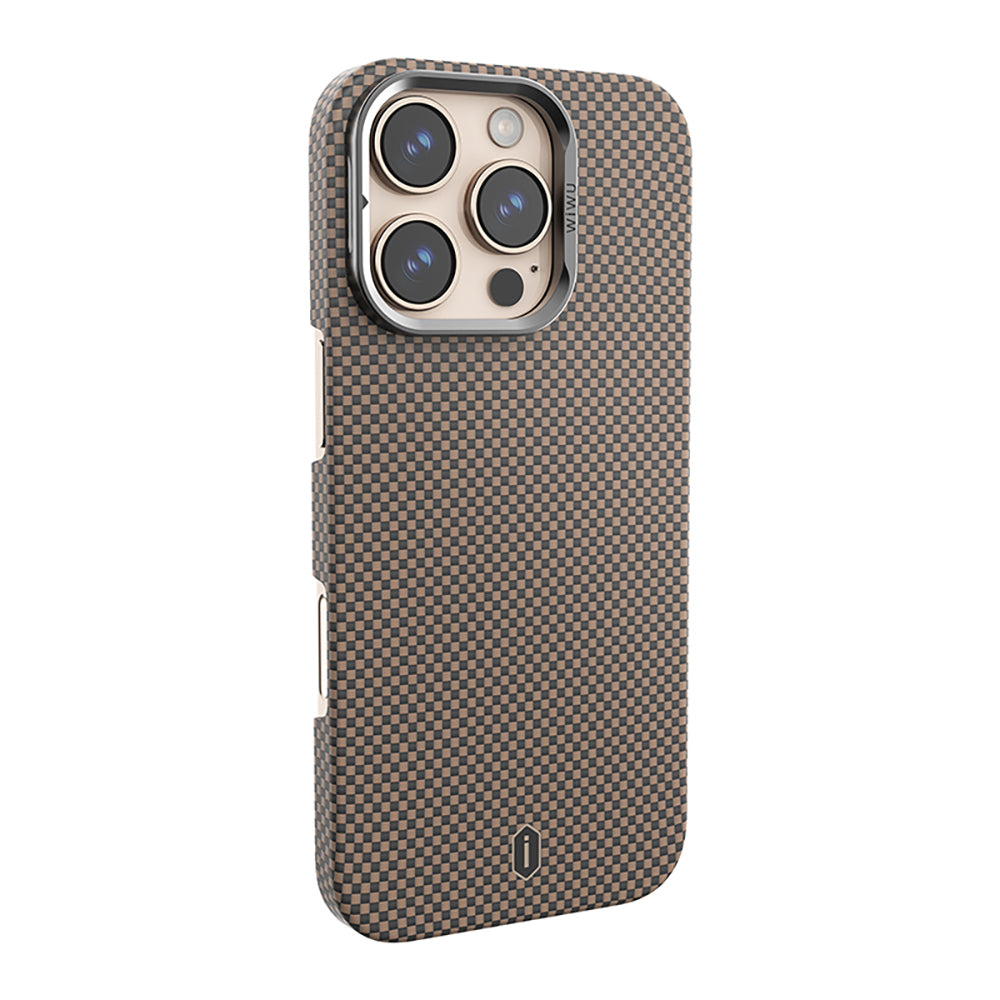 Apple iPhone 16 Pro Max Case Wiwu DCC-208 M-safe Charging Feature Camera Stand Aramid Fiber Design Kevlar Cover Red 
