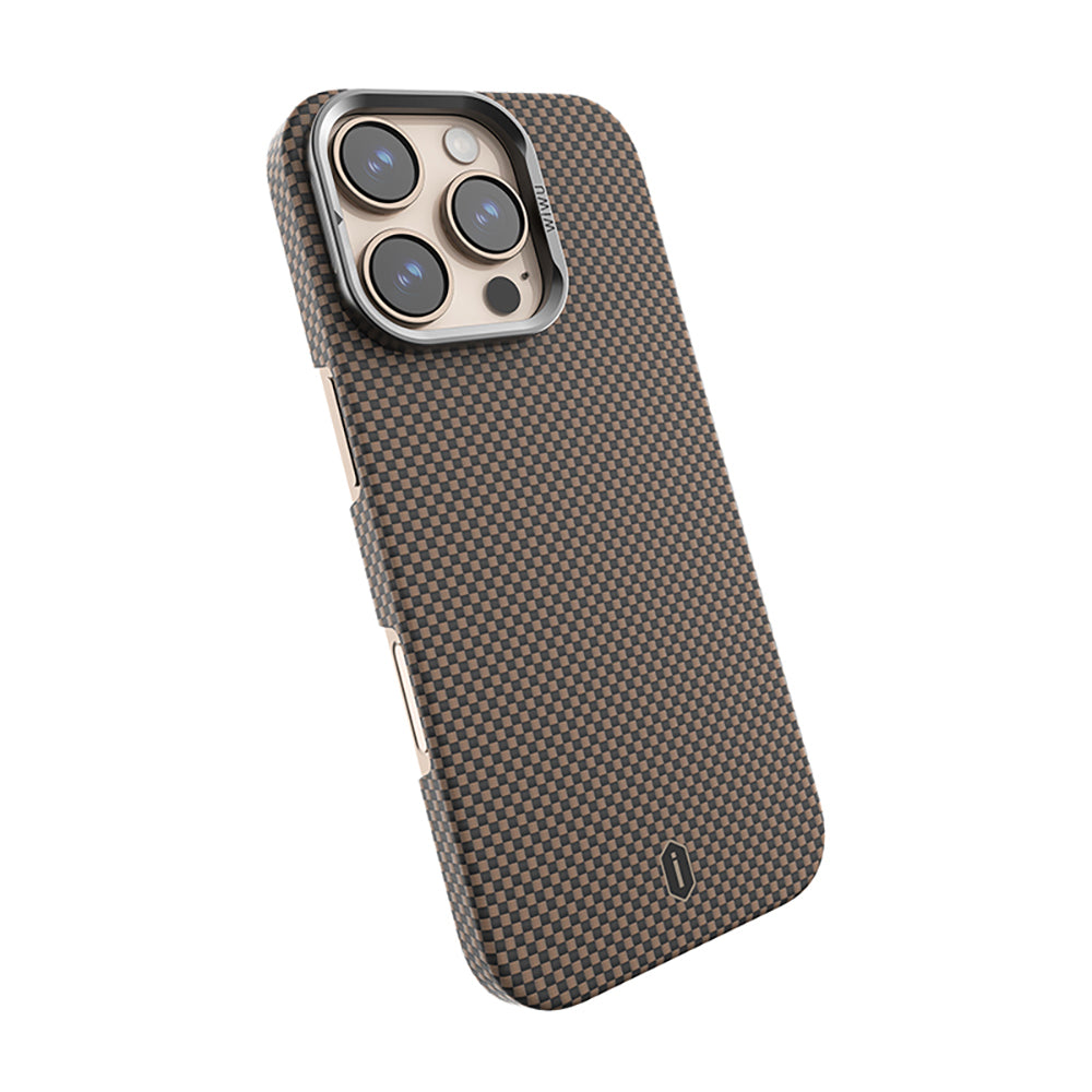 Apple iPhone 16 Pro Max Case Wiwu DCC-208 M-safe Charging Feature Camera Stand Aramid Fiber Design Kevlar Cover Red 