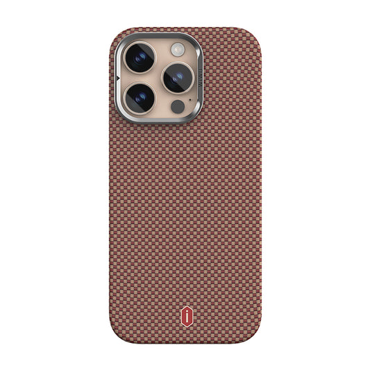 Apple iPhone 16 Pro Max Case Wiwu DCC-208 M-safe Charging Feature Camera Stand Aramid Fiber Design Kevlar Cover Red 
