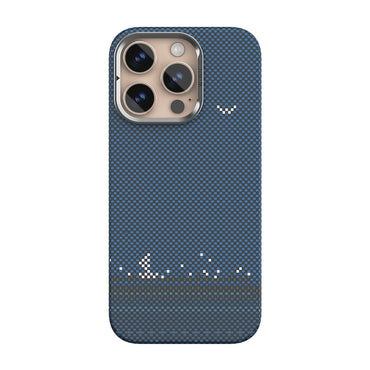 Apple iPhone 16 Pro Max Case Wiwu DCC-209 M-safe Charging Feature Camera Stand Aramid Fiber Design Kevlar Cover Blue 