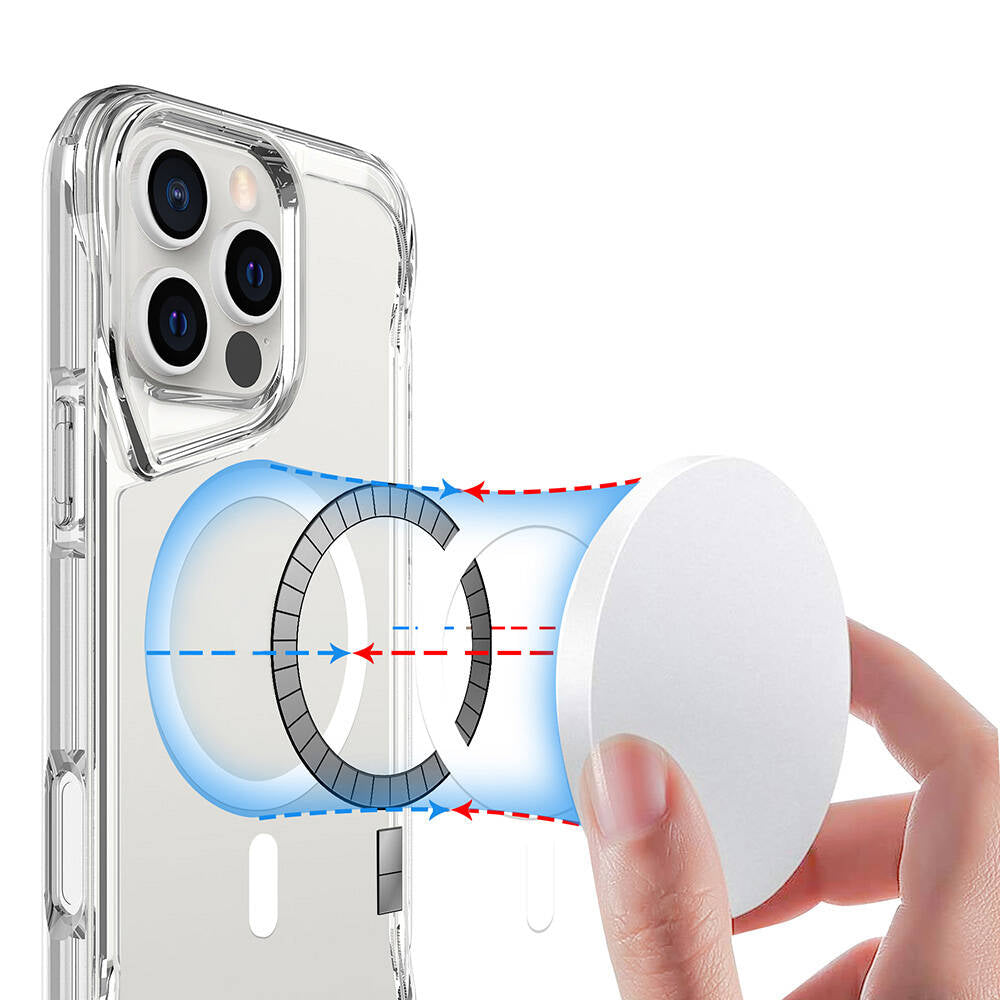 Apple iPhone 16 Pro Max Kılıf Zore M-safe Şarj Özellikli T-Max M-safe Kapak Şeffaf