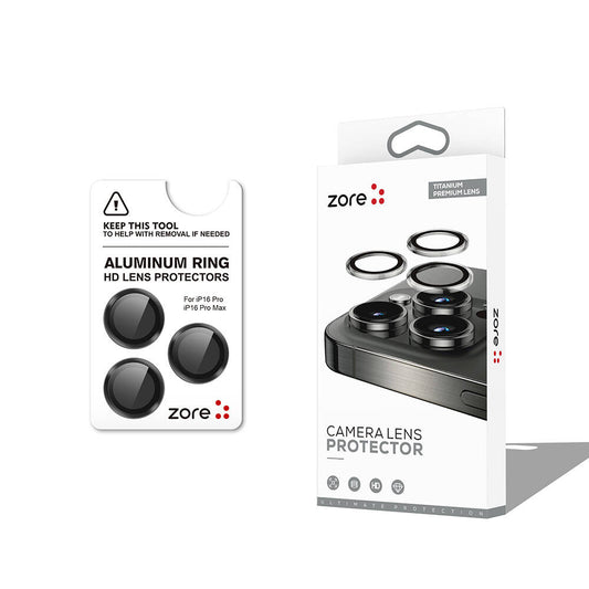 Apple iPhone 16 Pro Max Zore CL-12 Premium Sapphire Anti-Fingerprint Anti-Reflective Camera Lens Protector Black 