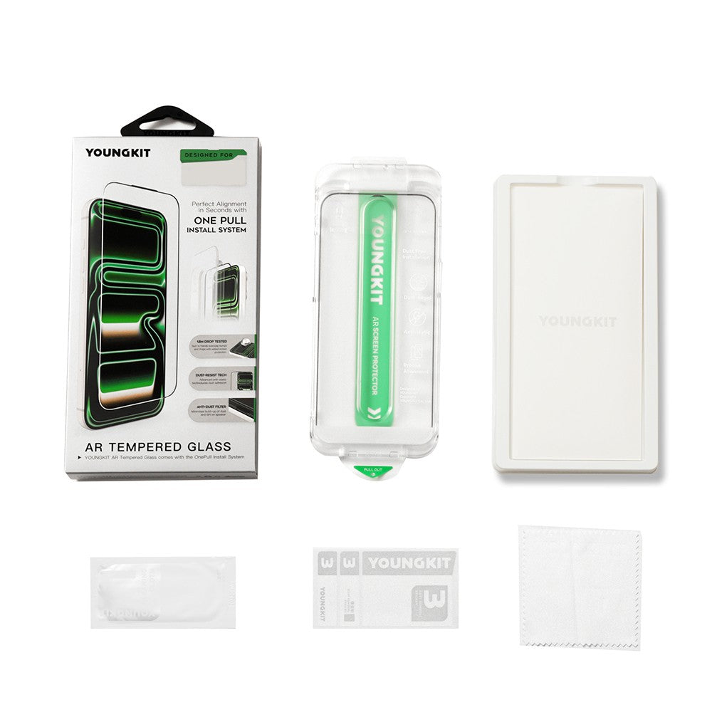 Apple iPhone 16 Pro Youngkit AR 2.5D Anti Reflective Temperli Cam Ekran Koruyucu + Kolay Uygulama Aparatı