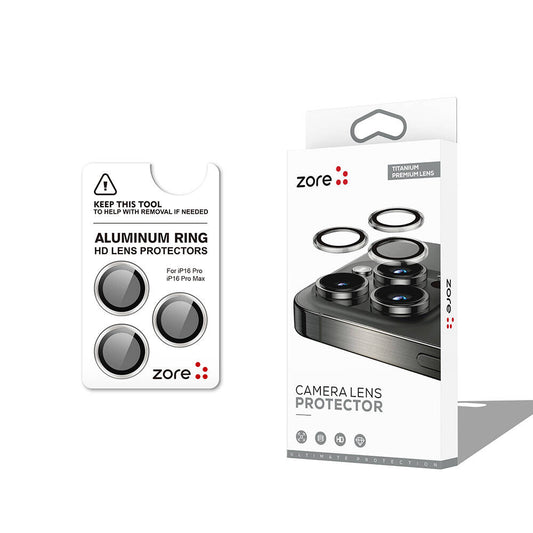 Apple iPhone 16 Pro Zore CL-12 Premium Sapphire Fingerprint-Free Anti-Reflective Camera Lens Protector Silver 