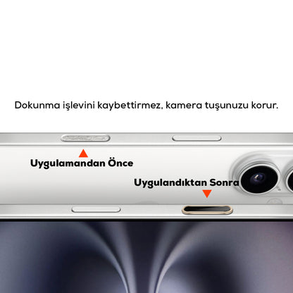 Apple iPhone 16 Serisi Uyumlu Metal Alaşımlı Hassas Dokunmatik Kamera Denetim Butonu Koruyucu Siyah