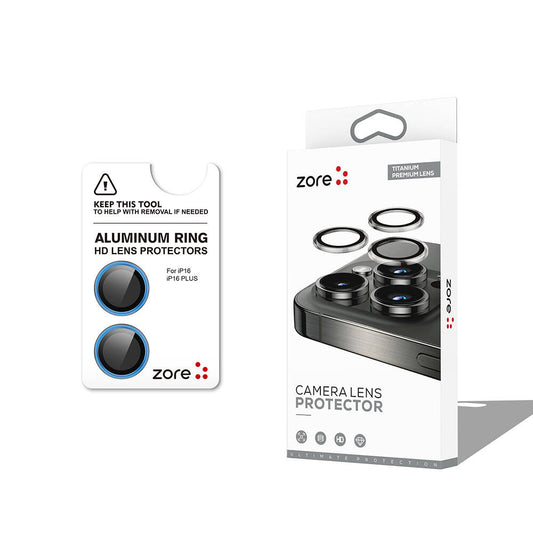 Apple iPhone 16 Zore CL-12 Premium Sapphire Anti-Fingerprint Anti-Reflective Camera Lens Protector Blue Clear 
