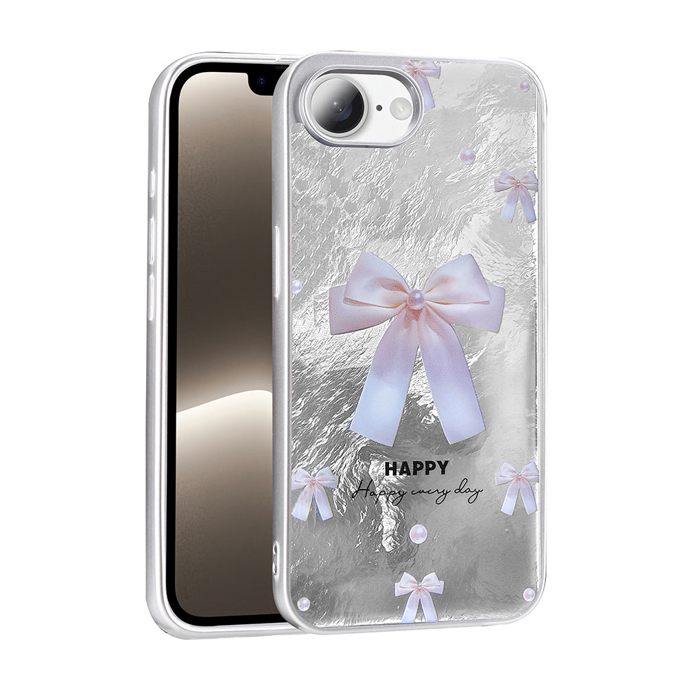 Apple iPhone 16E Case Patterned Zore Mep Cover Pearl Bow