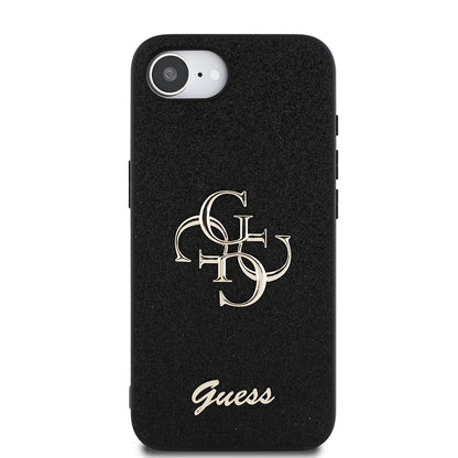 Apple iPhone 16E Kılıf Guess Orjinal Lisanslı 4G Büyük Metal Logolu Glitter Kapak Pembe