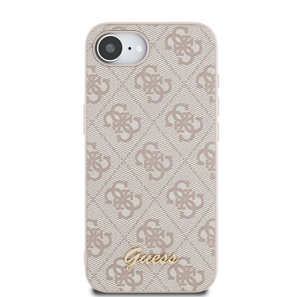 Apple iPhone 16E Kılıf Guess Orjinal Lisanslı 4G Desenli Script Metal Logolu Kapak Siyah