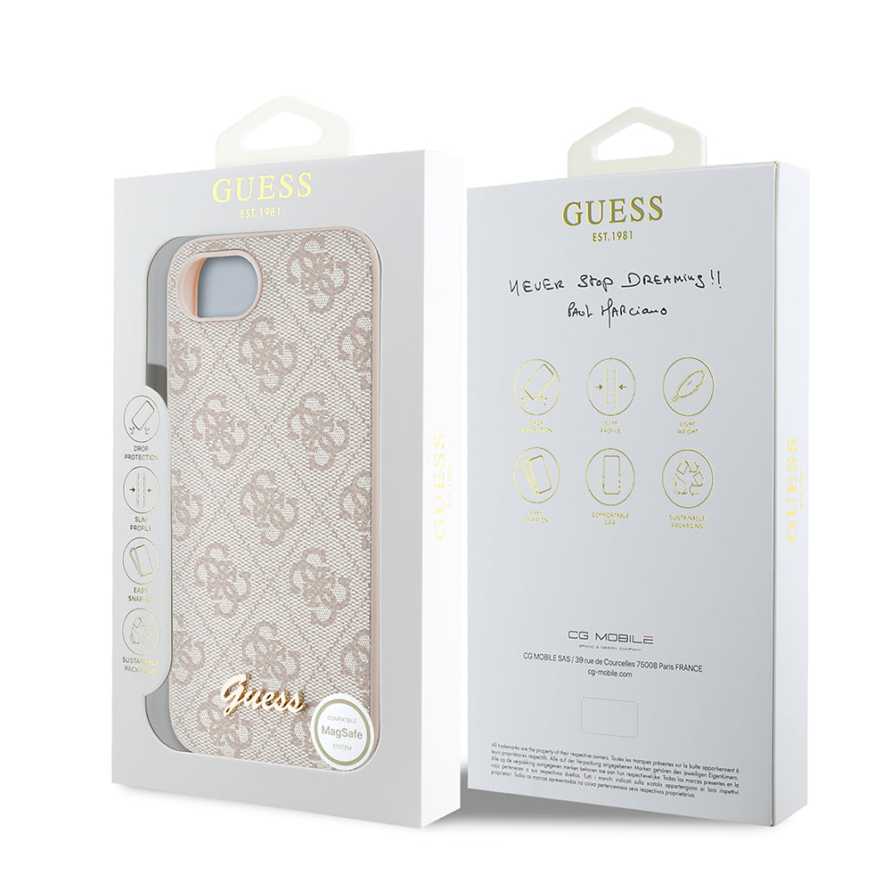 Apple iPhone 16E Kılıf Guess Orjinal Lisanslı 4G Desenli Script Metal Logolu Kapak Siyah