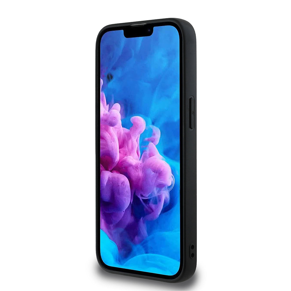 Apple iPhone 16E Kılıf Guess Orjinal Lisanslı M-safe Şarj Özellikli PU Halkalı 4G Desenli Yazı Logolu Kapak Siyah