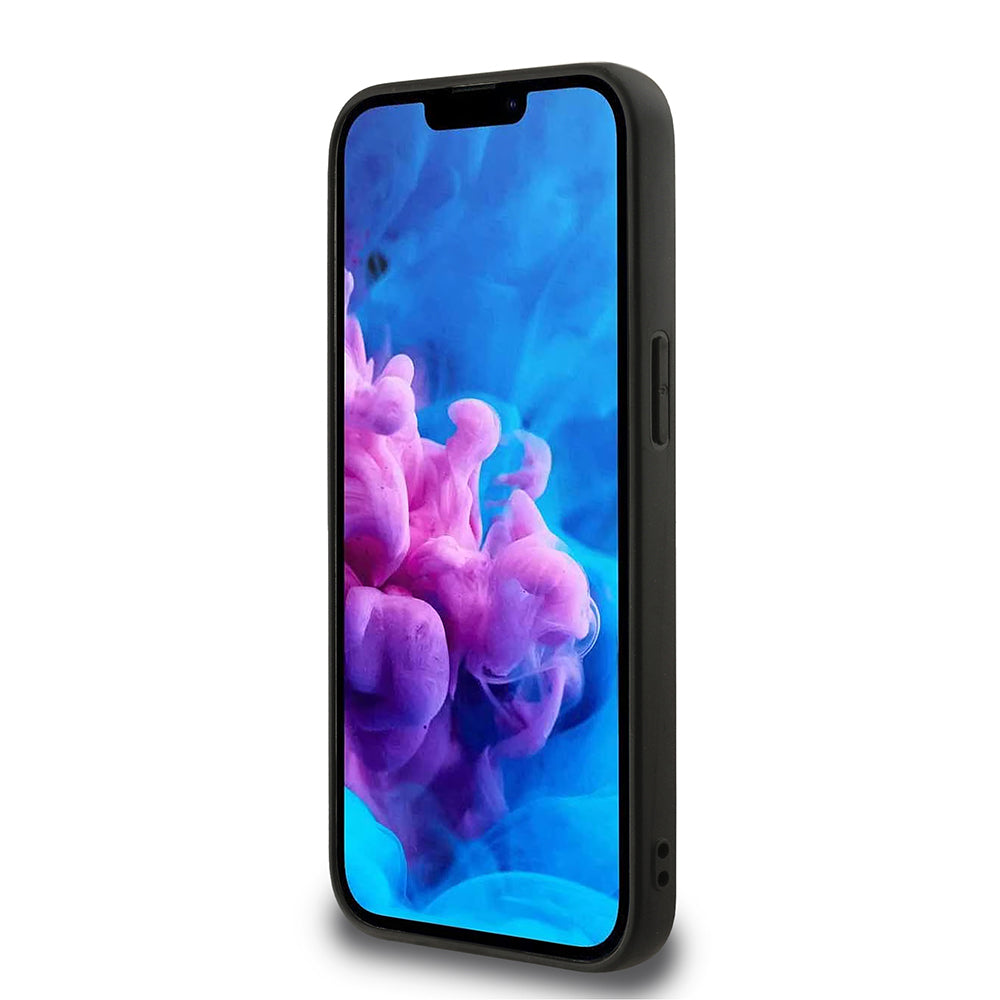 Apple iPhone 16E Kılıf Guess Orjinal Lisanslı M-safe Şarj Özellikli Yazı Logolu Peony Kapak Siyah