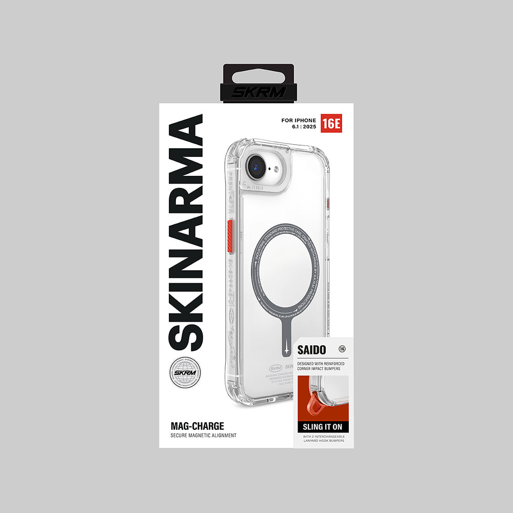 Apple iPhone 16E Kılıf M-safe Şarj Özellikli Şeffaf Airbag Tasarımlı Skinarma Saido Kapak Siyah