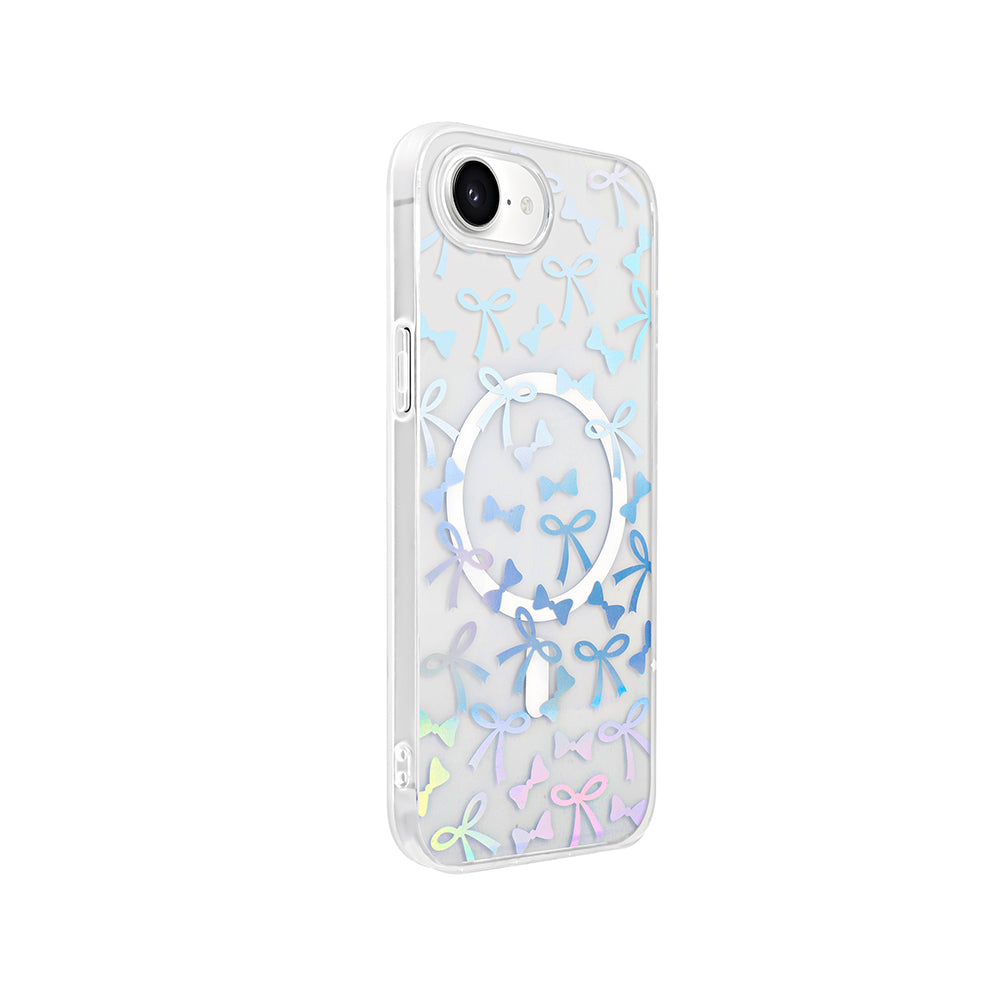Apple iPhone 16E Case M-Safe Charging Transparent Zore Folk Hard Cover Heart