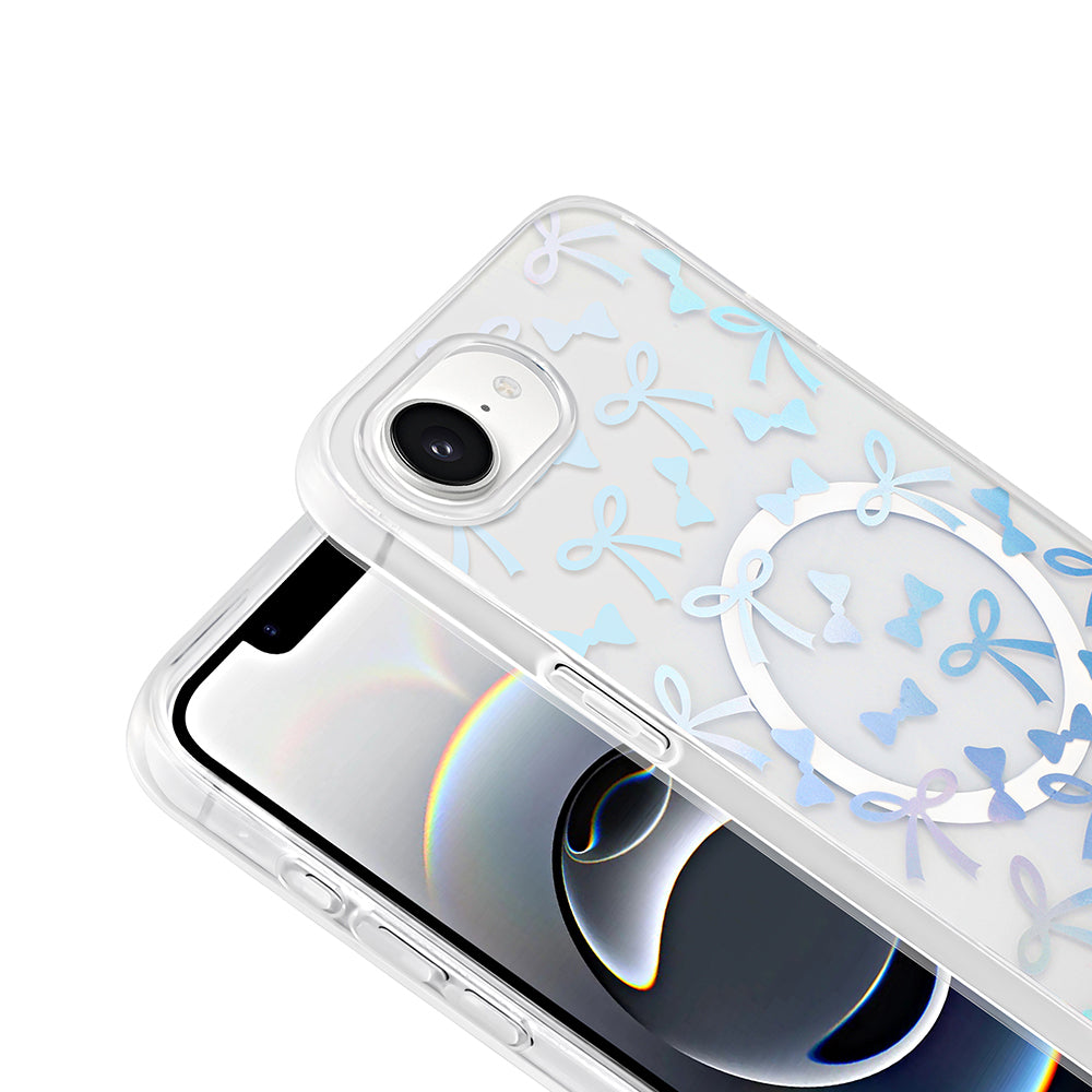 Apple iPhone 16E Case M-Safe Charging Transparent Zore Folk Hard Cover Heart