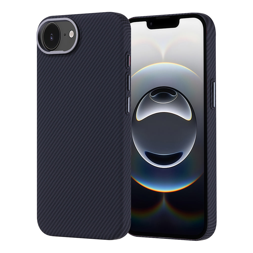 Apple iPhone 16E Case with M-safe Charging Function Carbon Fiber Look Zore Nekst Cover Black 