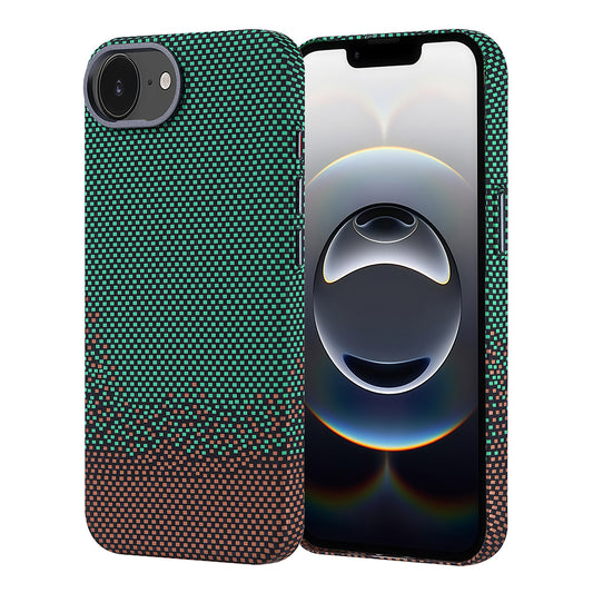 Apple iPhone 16E Case M-safe Charging Feature Carbon Fiber Look Zore Nekst Cover Green 