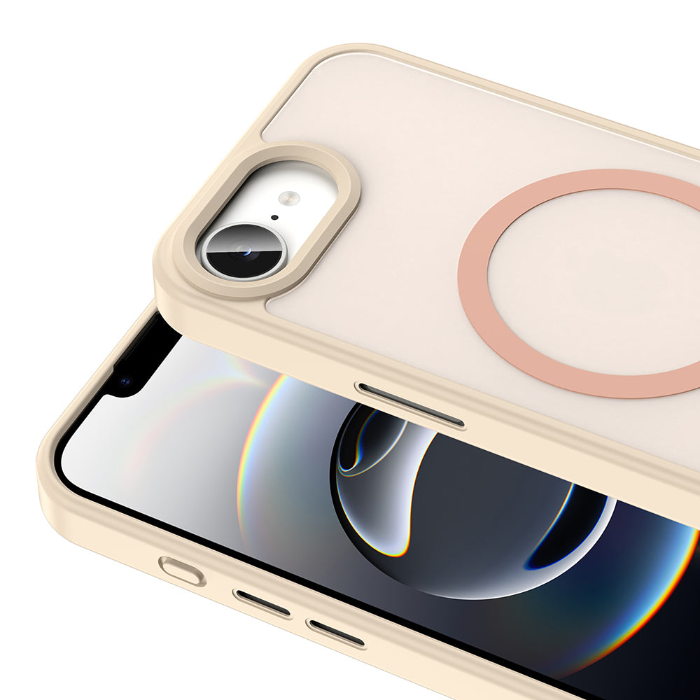 Apple iPhone 16E Kılıf M-safe Şarj Özellikli Mat Arka Yüzey Zore Sio Kapak Rose Gold