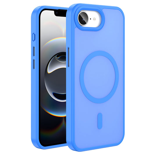 Apple iPhone 16E Case M-safe Charging Feature Matte Back Surface Zore Sio Cover Blue 