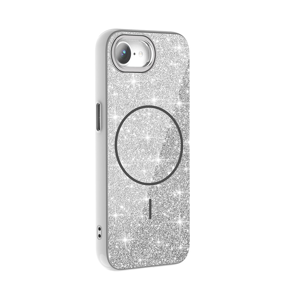 Apple iPhone 16E Case M-safe Charging Feature Shining Glitter Zore Oxo Cover Deep Purple