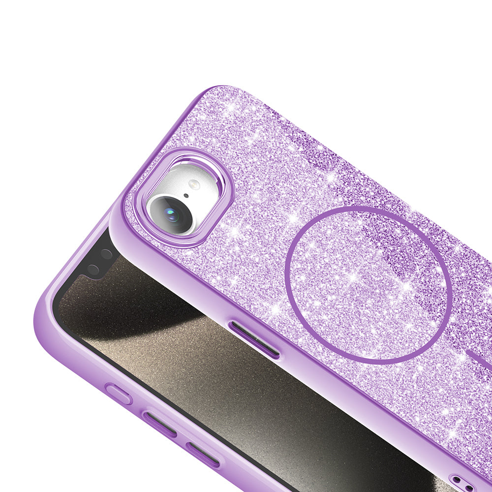 Apple iPhone 16E Case M-safe Charging Feature Shining Glitter Zore Oxo Cover Pink