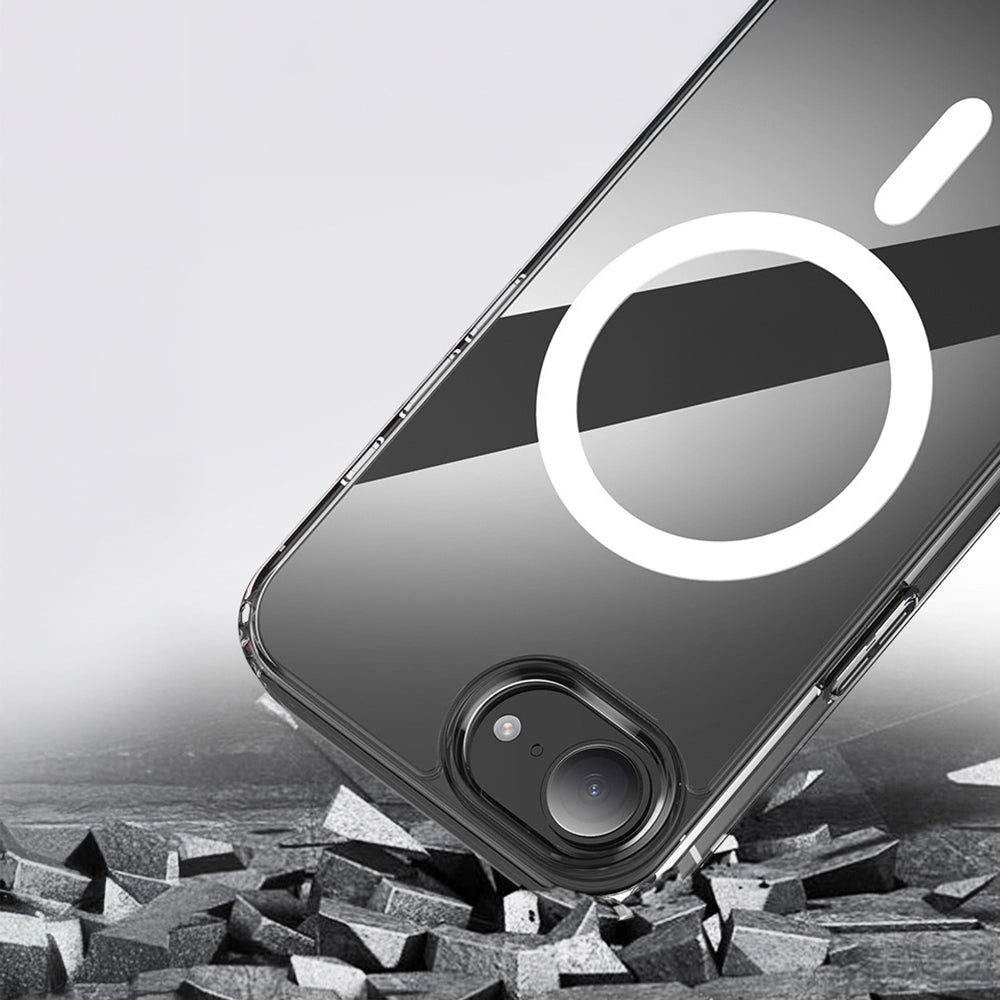 Apple iPhone 16E Case M-safe Charging Transparent Hard PC Zore Embos Cover Transparent 