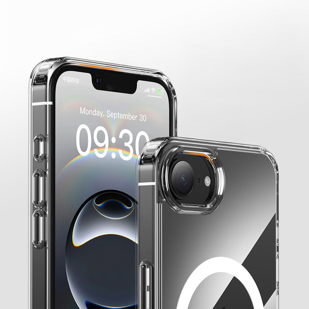 Apple iPhone 16E Case M-safe Charging Transparent Hard PC Zore Embos Cover Transparent 