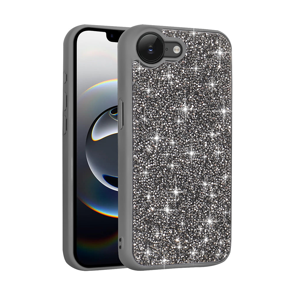 Apple iPhone 16E Case Shiny Stone Design Zore Diamond Cover Black