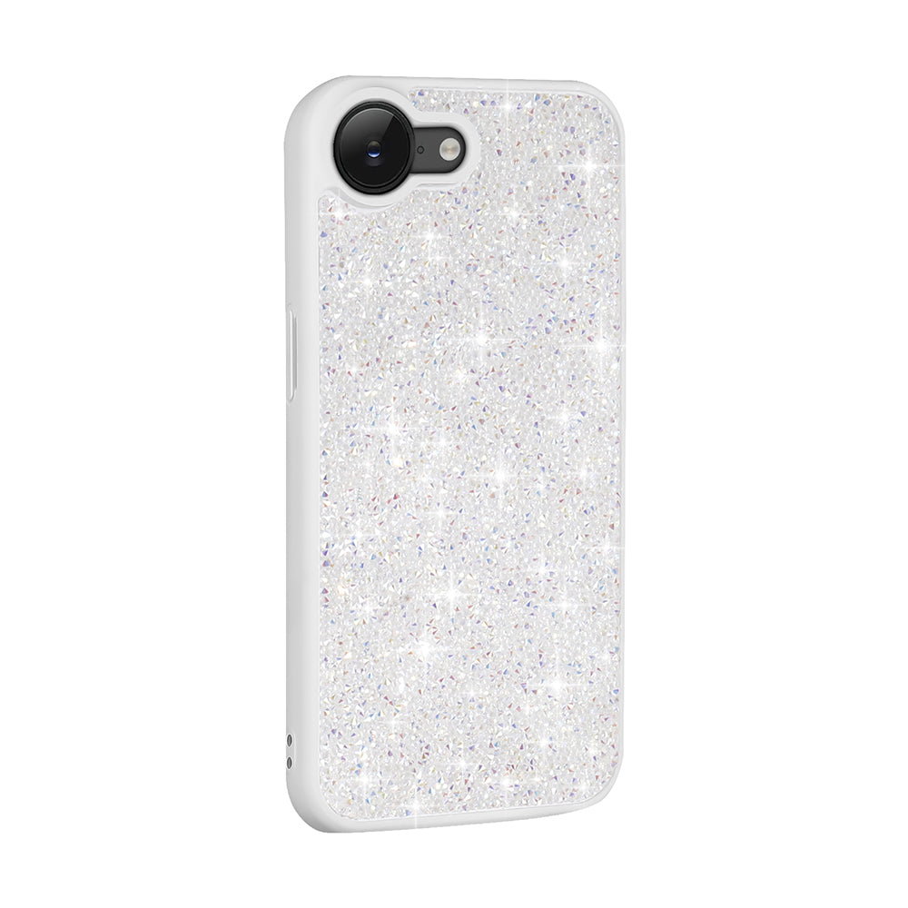 Apple iPhone 16E Case Shiny Stone Design Zore Diamond Cover White