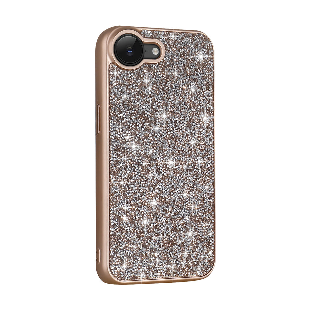 Apple iPhone 16E Case Shiny Stone Design Zore Diamond Cover Gold