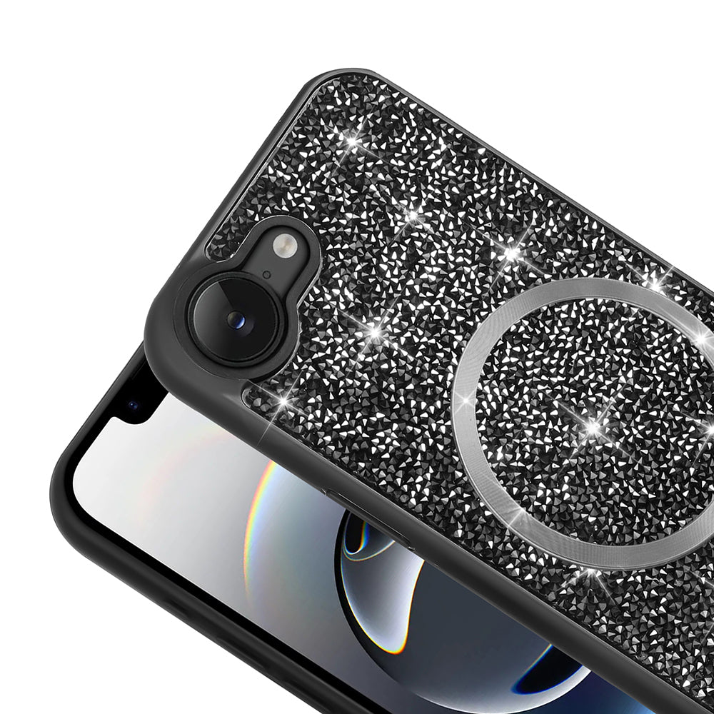 Apple iPhone 16E Case Diamond Design M-safe Charging Feature Zore Mosaic Silicone Cover Titanium-Gray