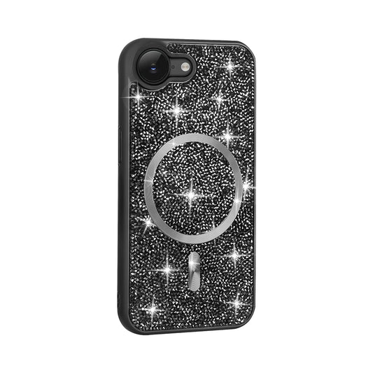 Apple iPhone 16E Case Diamond Design M-Safe Charging Feature Zore Mosaic Silicone Cover Black