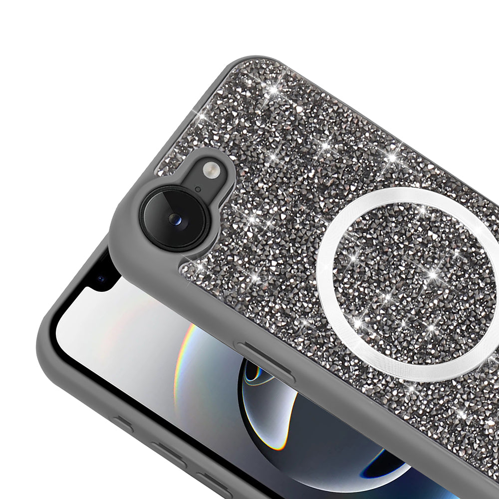 Apple iPhone 16E Case Diamond Design M-safe Charging Feature Zore Mosaic Silicone Cover Desert Titanium